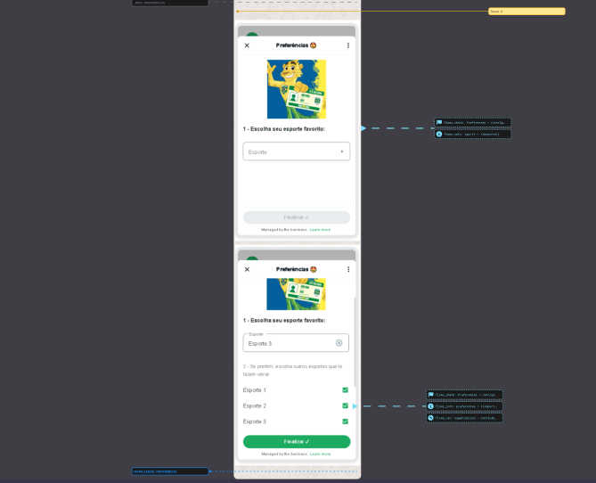 Preference menu for choosing Time Brasil content