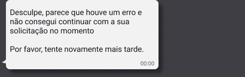 Message says the request cannot continue and asks the person to try again later